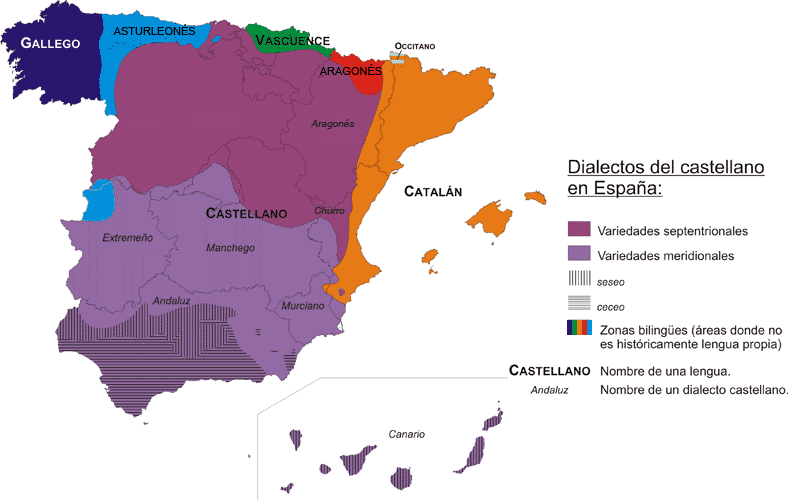Карта испанских диалектов